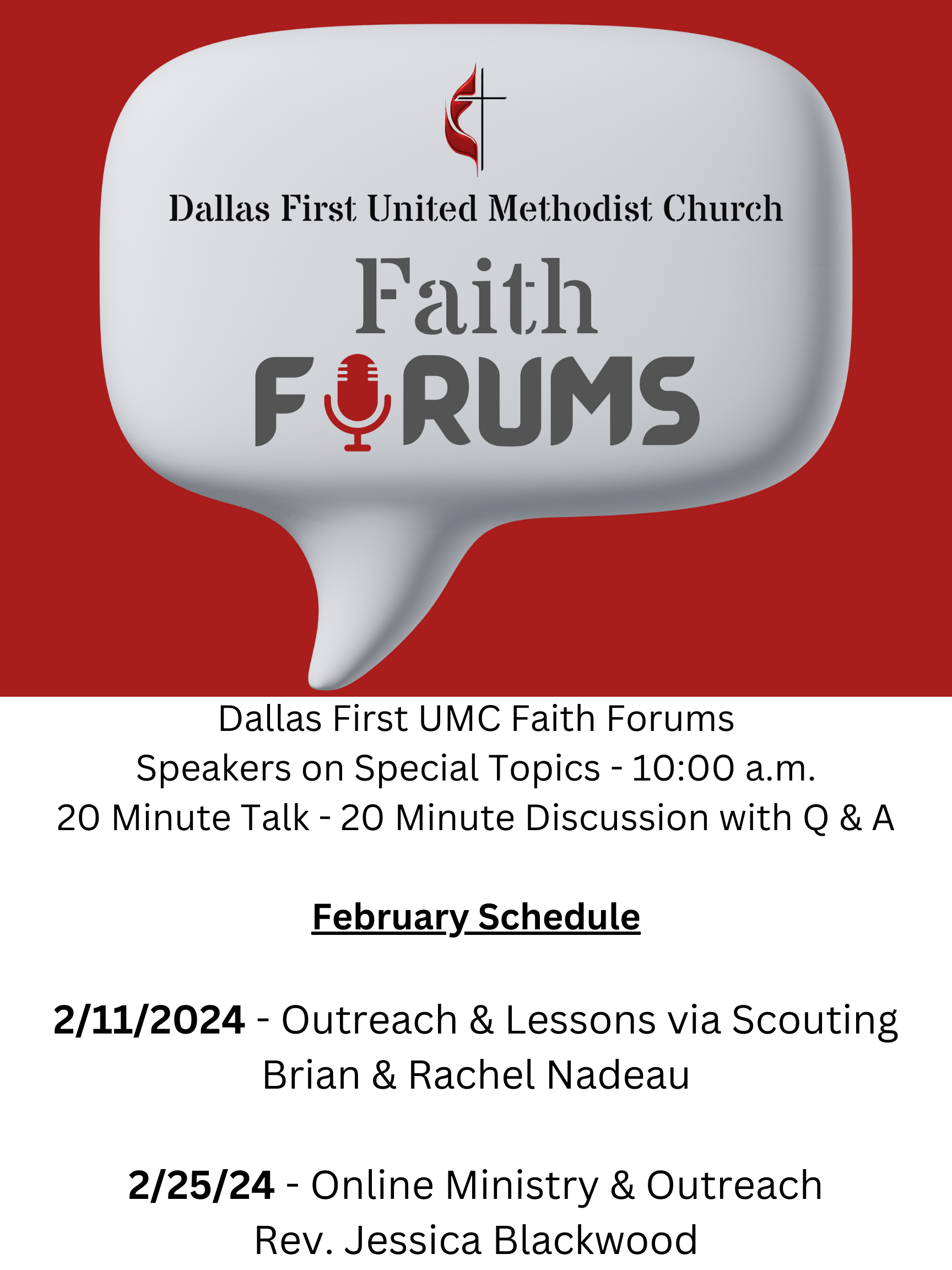 Faith Forums for February