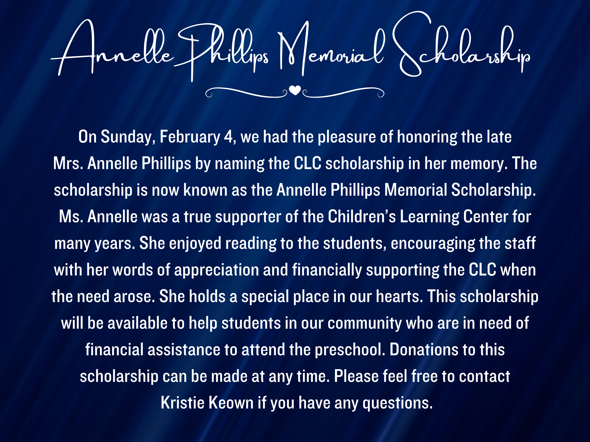 Annelle Phillips Memorial Scholarship