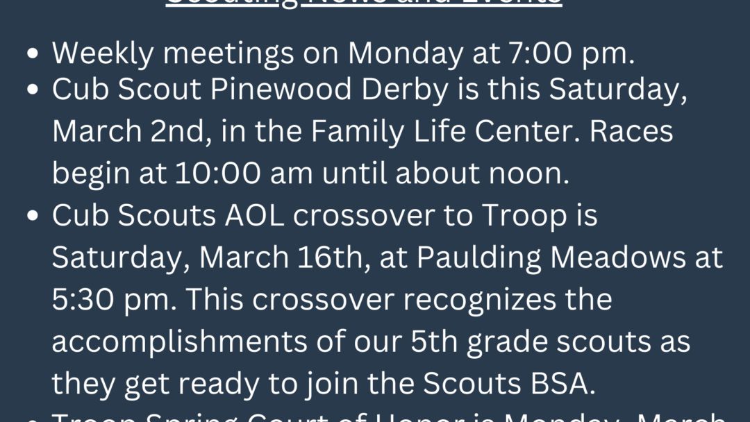 Cub Scouts News for March