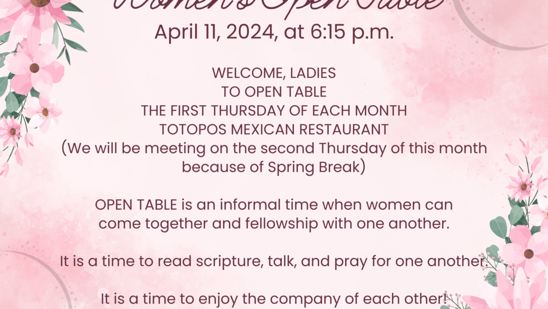 Women’s Open Table – April 11, 2024