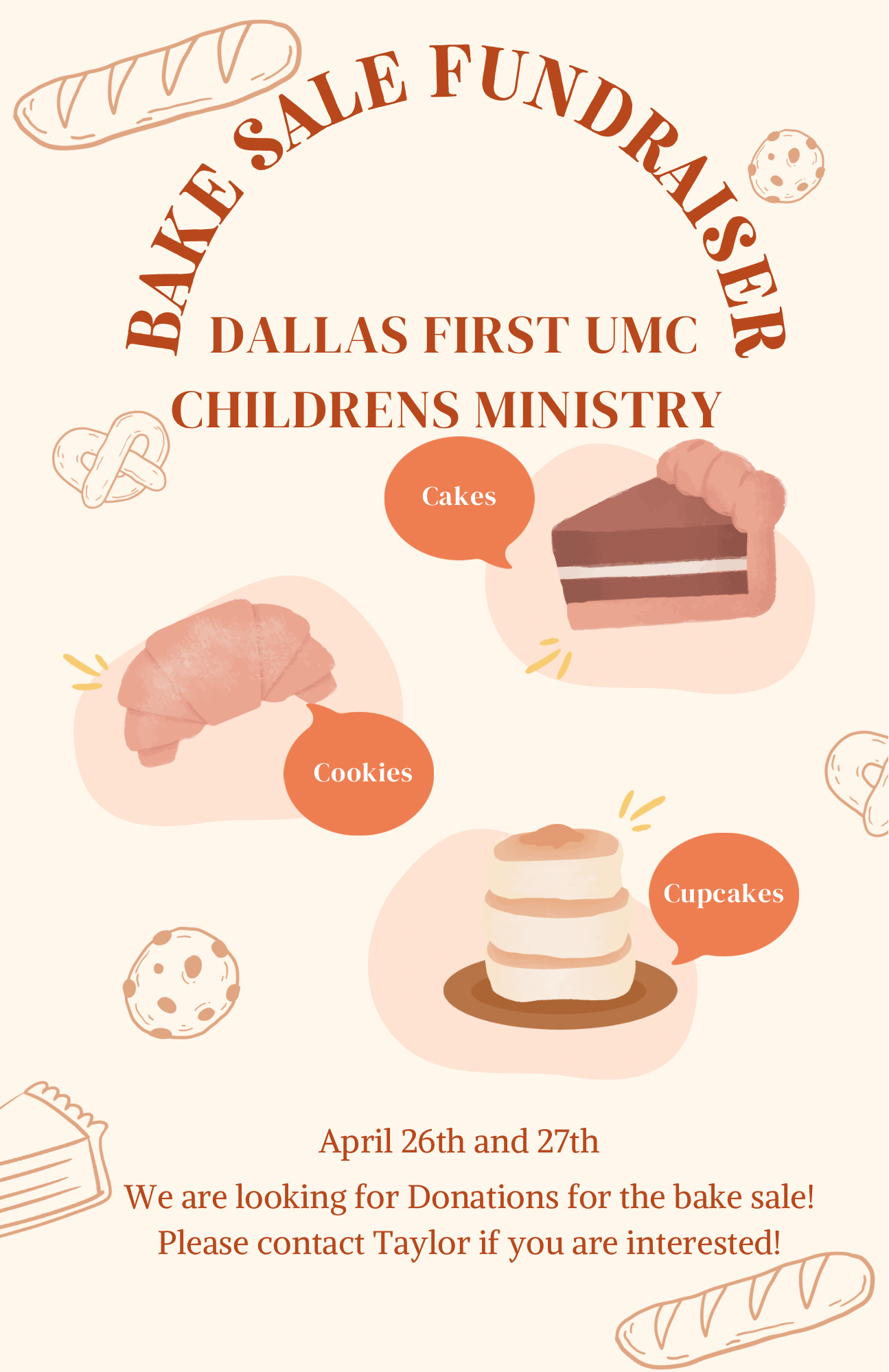 Children’s Ministry Bake Sale – April 26-27, 2024