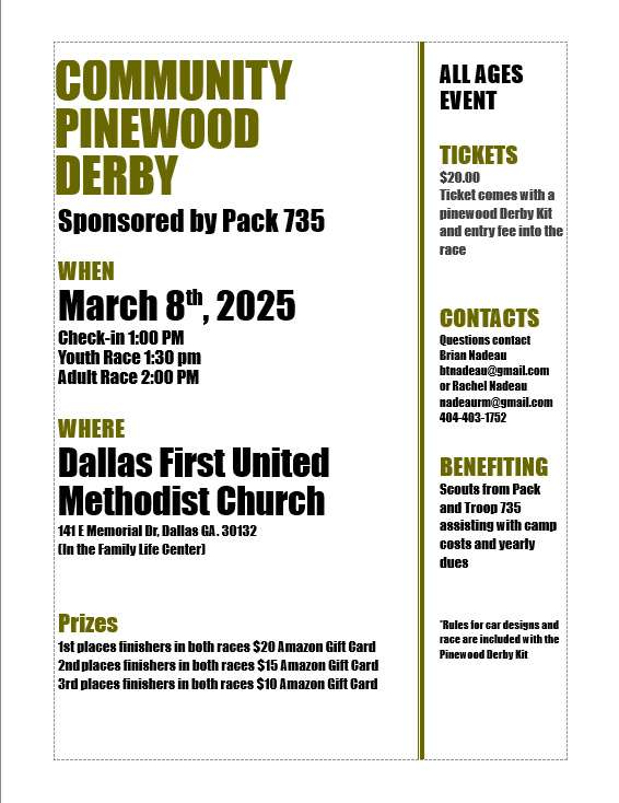 Pinewood Derby – March 8, 2025