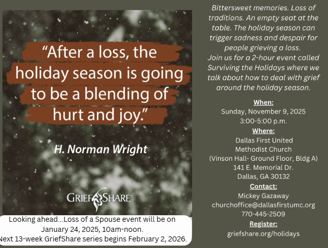 Griefshare – Surviving the Holidays – November 9, 2025