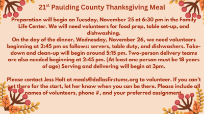 Community Meal Volunteer Information