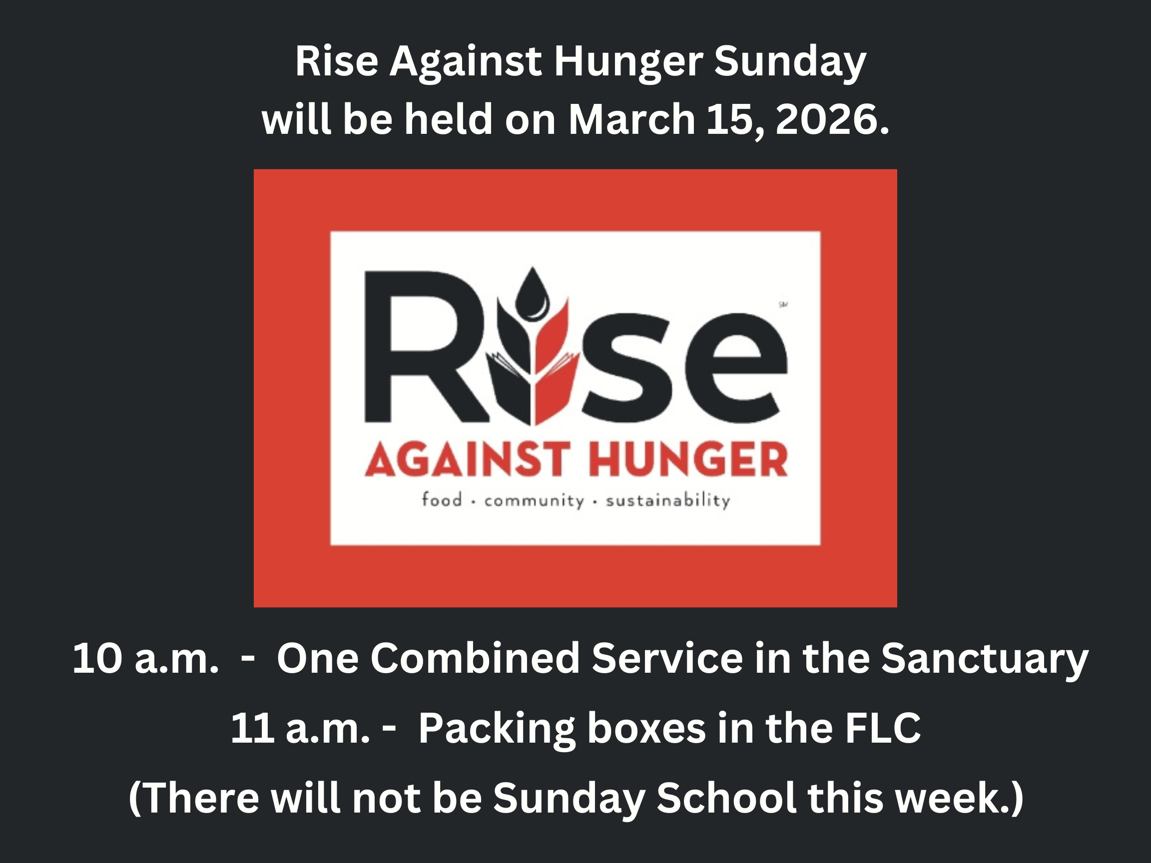 Rise Against Hunger – March 15, 2026