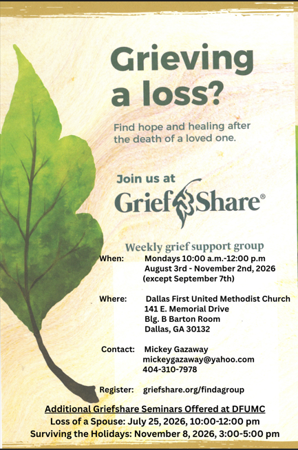 Griefshare 13-week Seminar – Starting August 3, 2026