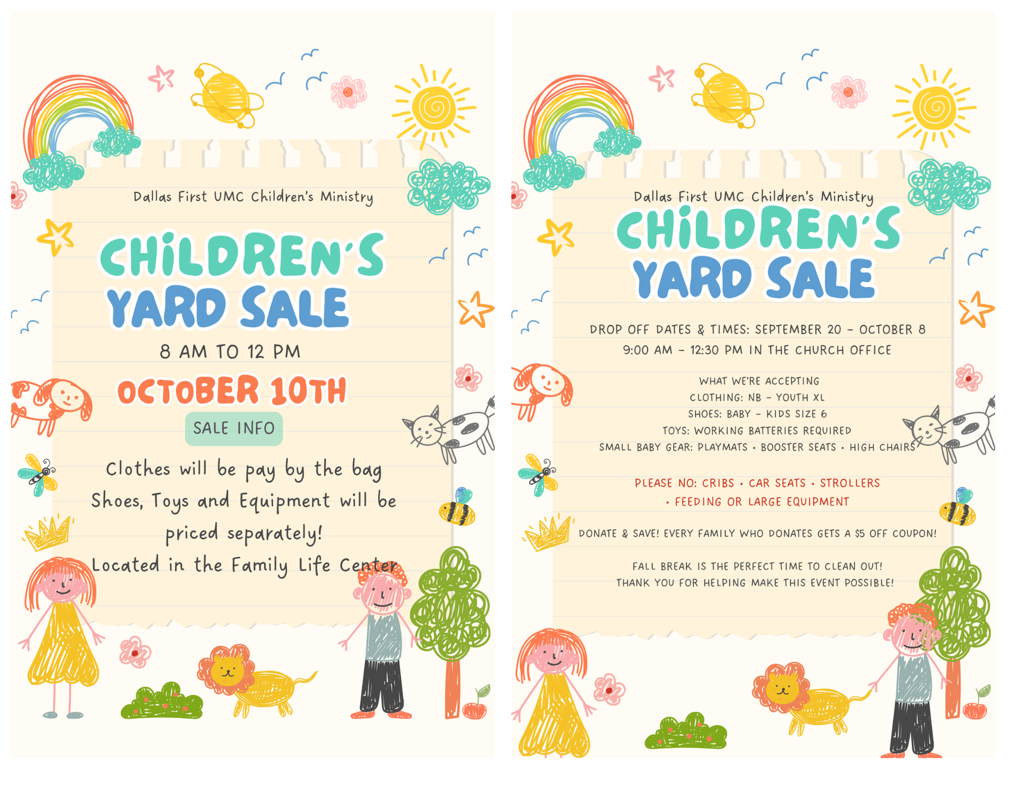 Children’s Yard Sale – October 10, 2026
