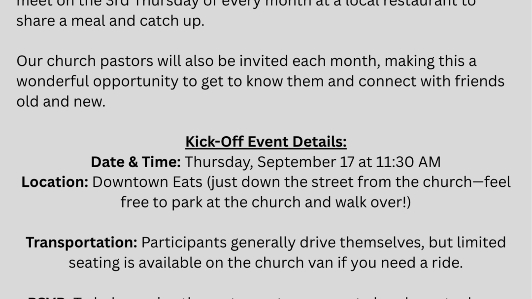Lunch Bunch – Starting September 17th!
